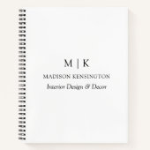 ミニマルモダンリストモノグラムまたはロゴビジネスの追加 ノートブック (正面)