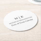 ミニマルモダンリストモノグラムまたはロゴビジネスの追加 ラウンドペーパーコースター (アングル)