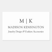 ミニマルモダンリストモノグラムまたはロゴビジネスの追加 長方形シール (正面)