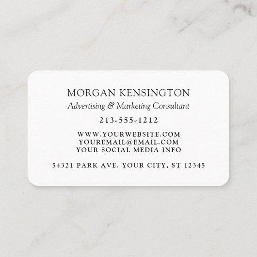 ミニマルモダンリストモノグラムまたはロゴ写真の追加 名刺 (裏面)