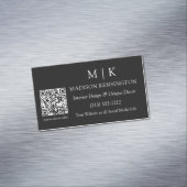 ミニマルモダンリストモノグラムまたはロゴQRコードの追加 マグネット名刺 (インサイチュ)