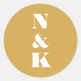 ミニマルモダンリストモノグラムイエローカスタムウェディング ラウンドシール