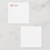 ミニマルモダンリストモノグラムイニシャルプレインレッドホワイト ノートカード (正面/裏面)