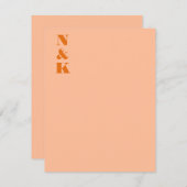 ミニマルモダンリストモノグラムイニシャル桃 サンキューカード (正面/裏面)