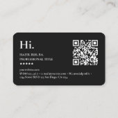 ミニマルモダンリストモノグラムイニシャル白黒QR 名刺 (裏面)