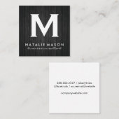 ミニマルモダンリストモノグラムウッドパネル スクエア名刺 (正面/裏面)