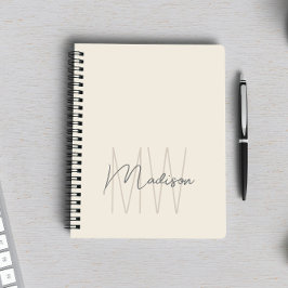 ミニマルモダンリストモノグラムクリーム ノートブック