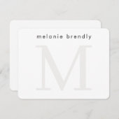 ミニマルモダンリストモノグラムシルバーホワイトノートカード ノートカード (正面/裏面)