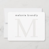 ミニマルモダンリストモノグラムシルバーホワイトノートカード ノートカード (正面)