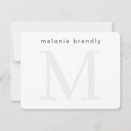 ミニマルモダンリストモノグラムシルバーホワイトノートカード ノートカード (正面)