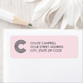 ミニマルモダンリストモノグラムピンクグレー ラベル (インサイチュ)