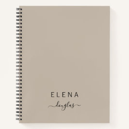 ミニマルモダンリストモノグラムブラウンニュートラルスクリプト ノートブック