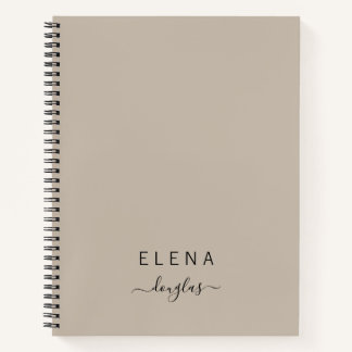 ミニマルモダンリストモノグラムブラウンニュートラルスクリプト ノートブック