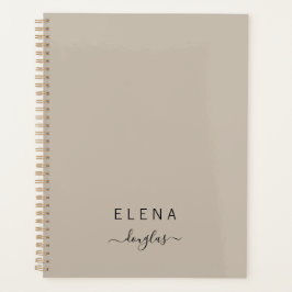 ミニマルモダンリストモノグラムブラウンニュートラルスクリプト プランナー手帳