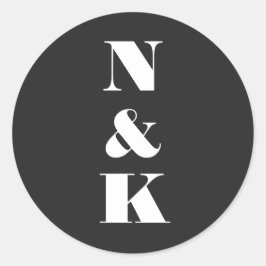 ミニマルモダンリストモノグラムブラックエレガントな結婚式 ラウンドシール