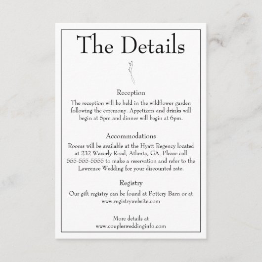 ミニマルモダンリストモノグラムブラック&ホワイト結婚ズ エンクロージャーカード (正面)