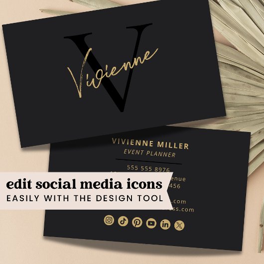 ミニマルモダンリストモノグラムプロフェッショナルマーケティング 名刺