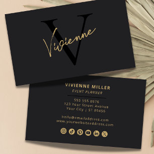 ミニマルモダンリストモノグラムプロフェッショナルマーケティング 名刺