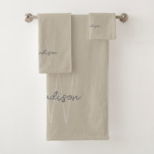 ミニマルモダンリストモノグラムベージュスクリプト名