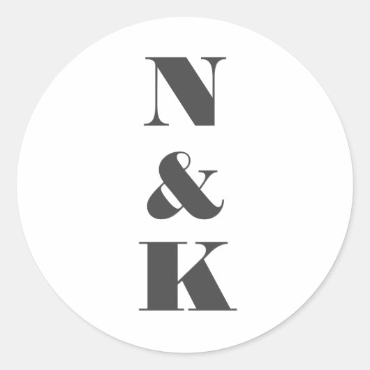 ミニマルモダンリストモノグラムホワイトエレガントな結婚式 ラウンドシール (正面)