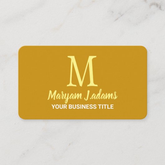 ミニマルモダンリストモノグラムマスタードイエロー 名刺 (正面)