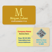 ミニマルモダンリストモノグラムマスタードイエロー 名刺 (正面/裏面)