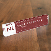 ミニマルモダンリストモノグラムレッド机用ネームプレート デスクネームプレート (側面)