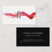 ミニマルモダンリストモノグラム水彩ブラシ 名刺 (正面/裏面)