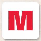 ミニマルモダンリストモノグラム白赤 コースター (正面)