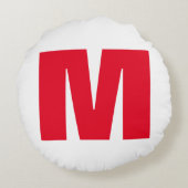 ミニマルモダンリストモノグラム白赤 ラウンドクッション (裏面)