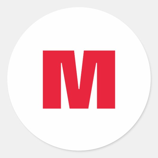 ミニマルモダンリストモノグラム白赤 ラウンドシール (正面)