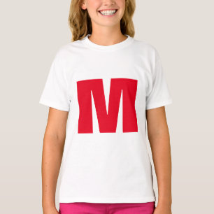 ミニマルモダンリストモノグラム白赤 Tシャツ