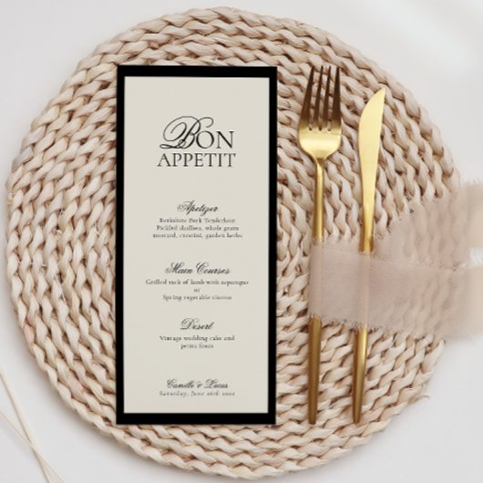 ミニマルモダンリストモノグラム結婚のメニュー メニュー