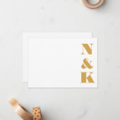 ミニマルモダンリストモノグラム結婚イエローの名前 ノートカード (正面/裏面インサイチュ)