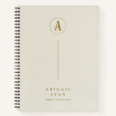 ミニマルモダンリストモノグラム金ゴールドとクリームスパイラル ノートブック (正面)