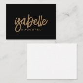 ミニマルモダンリストモノグラム金ゴールドブラック ノートカード (正面/裏面)