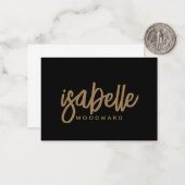 ミニマルモダンリストモノグラム金ゴールドブラック ノートカード (正面/裏面インサイチュ)