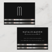 ミニマルモダンリストモノグラム金属銀トリム 名刺 (正面/裏面)