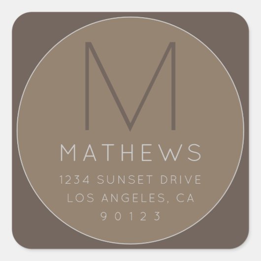 ミニマルモダンリストモノグラム&アドレスベージュ スクエアシール (正面)