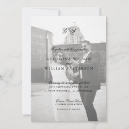 ミニマルモダンリストモノグラ結婚ムの 招待状