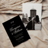 ミニマルモダンリストモノグラ結婚ムの 招待状