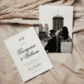 ミニマルモダンリストモノグラ結婚ムの 招待状