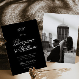 ミニマルモダンリストモノグラ結婚ムの 招待状