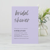 ミニマルモダンリストライトパープルブライダルシャワー 招待状 (スタンド正面)