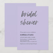 ミニマルモダンリストライトパープルブライダルシャワー 招待状 (正面/裏面)