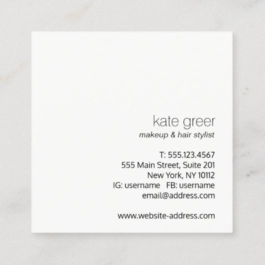 ミニマルモダンリストライトブループロフェッショナルスクエア スクエア名刺 (裏面)