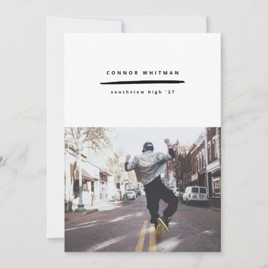 ミニマルモダンリストラインの卒業の発表 招待状 (正面)