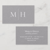 ミニマルモダンリストラインイニシャルモノグラムグレークラフト 名刺 (正面/裏面)