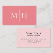 ミニマルモダンリストラインイニシャルモノグラムピンク 名刺 (正面/裏面)