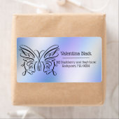 ミニマルモダンリストラインスケッチバタフライモノグラム ラベル (インサイチュ)